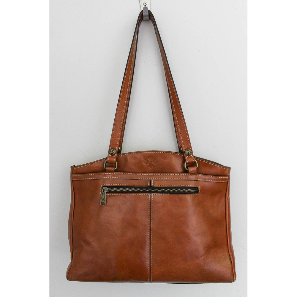 Patricia Nash Shoulder Bag Brown Leather Double Handle Zip Top Poppy Tote Purse